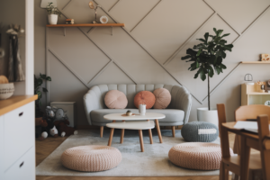 A cozy, stylish, and child-friendly home with modern design elements.